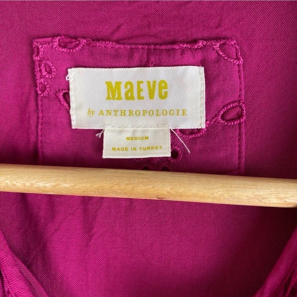 Maeve Anthropologie Somerset Dress Eyelet Pink Size Medium - Picture 3 of 5